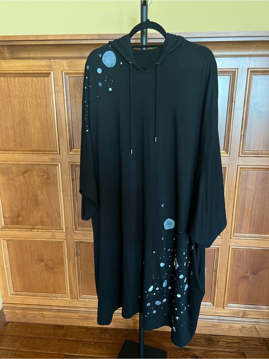 Yohji Yamamoto Tops - Yohji Yamamoto Jersey Jumbo Shirt with Hood Splash Pattern Black Size 3 (M/L)